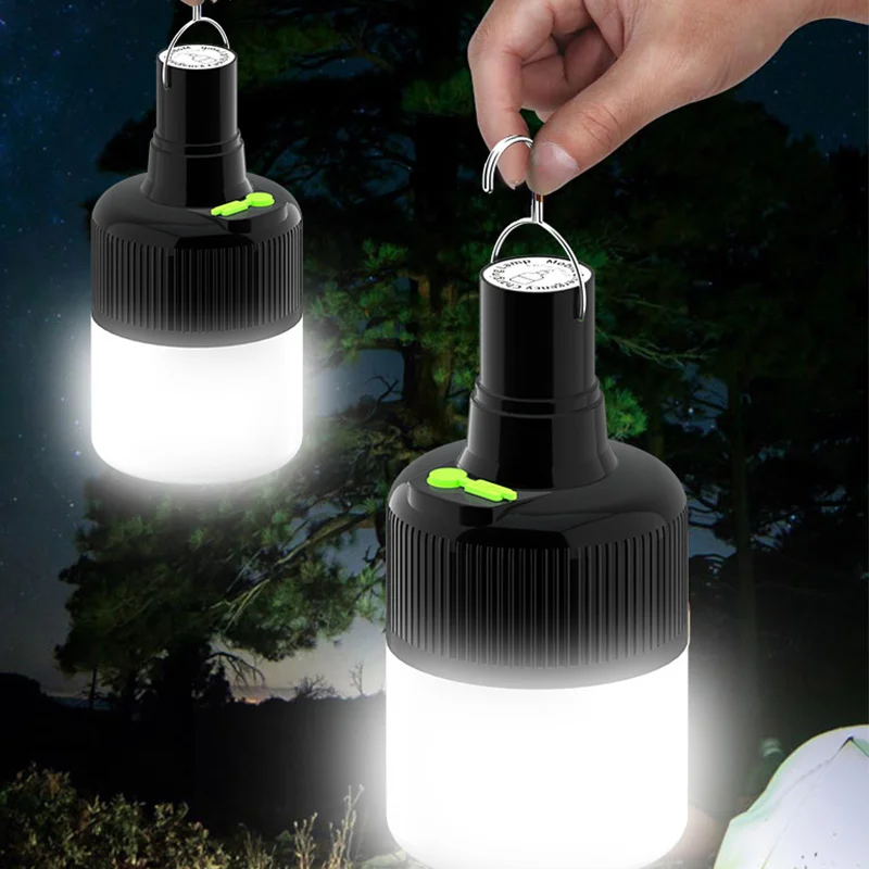 

Portable LED Camping Light Bulb with Hook USB Rechargeable Camping Hanging Emergency Night Lamp Lights for Outdoor Patio Porch