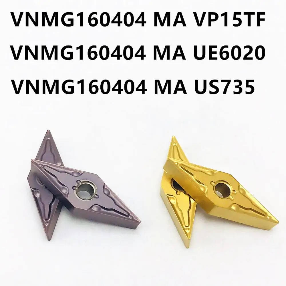 Insertos de carburo VNMG160404 MA VP15TF UE6020 US735 para herramientas de torneado externas VNMG 160404 CNC, herramientas de torno