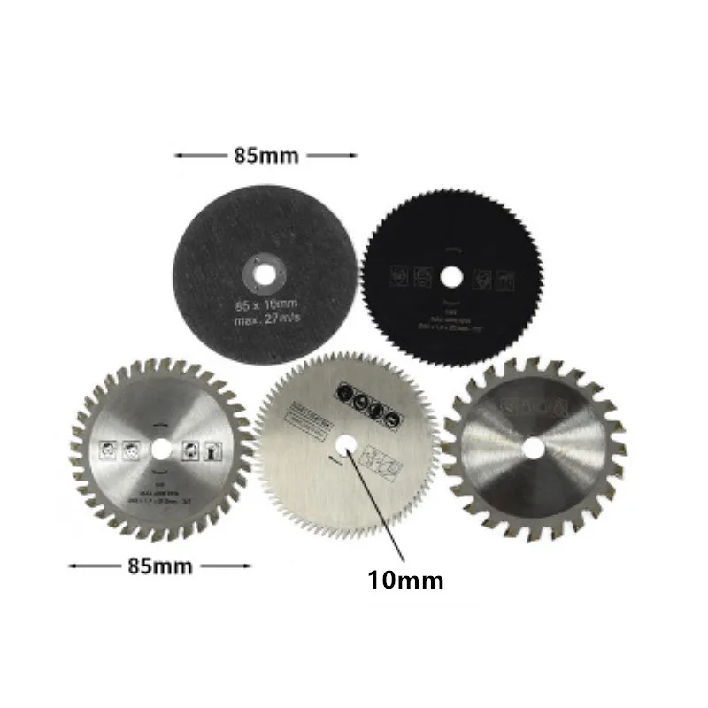 5 Stk/set 85Mm Houtbewerking Zaagblad Metalen Snijden Carbide Snijden Blade Kleine Cirkelzaagblad Cnc Tool