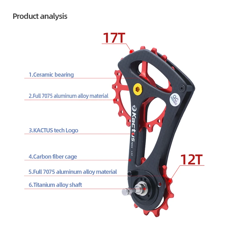 Big Pulley 17TSE Derailleur Wheels (12T +17T) Ceramic Bearing Fit for 11S SRAM ETAP Coaxial Swing Cage System lighter and Stable