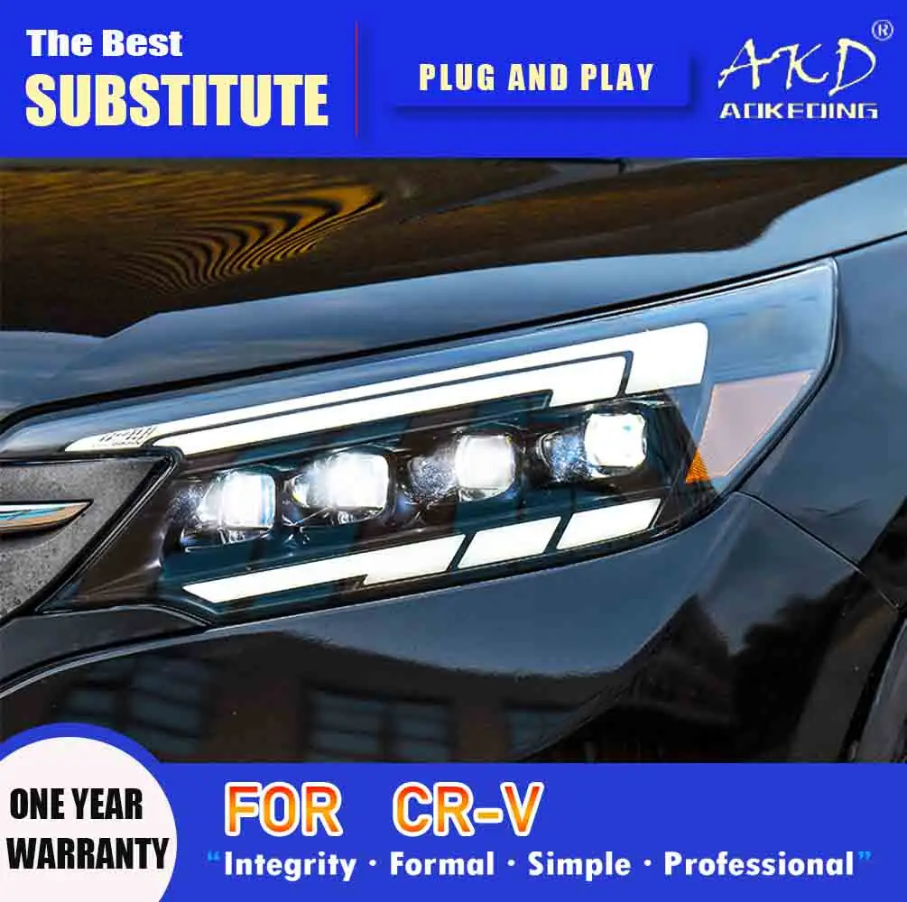AKD Head Lamp for Honda CR-V LED Headlight 2012-2014 Headlights CRV DRL Turn Signal High Beam Angel Eye Projector Lens