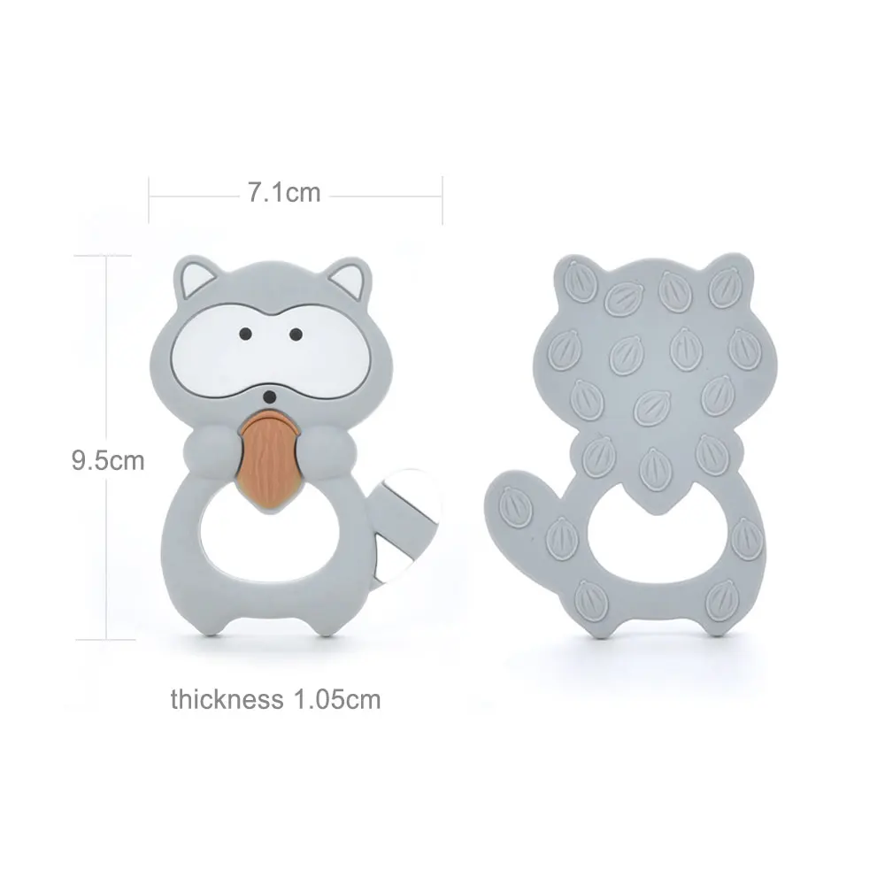 LOFCA  Silicone Raccoon Teether for teeth Nursing Cartoon Pacifier Accessories BPA Free Food Grade  For Baby Toys  DIY Bracelet