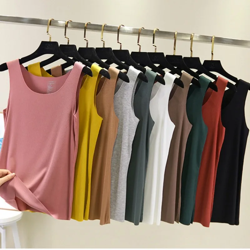 2021 Summer Women seamless Tank Tops O-Neck Casual Sleeveless Vest basic Tee Tops