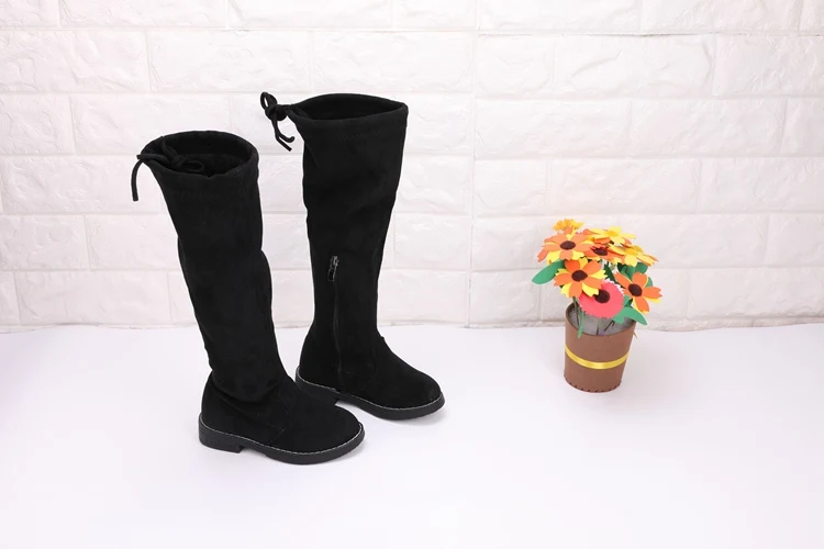 Autumn Girls boots Knee-high Plus velvet Boots Princess Edition Children's Tall Boots winter Children High Kids Shoes size 26-36