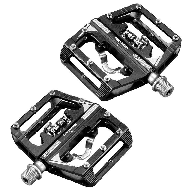 RACEWORK M215 Pedals For Bicycle Footrest Mtb Mixed Pedals Clip Mountain Bike Foot Rest Double Function Spd Aluminum Footrest