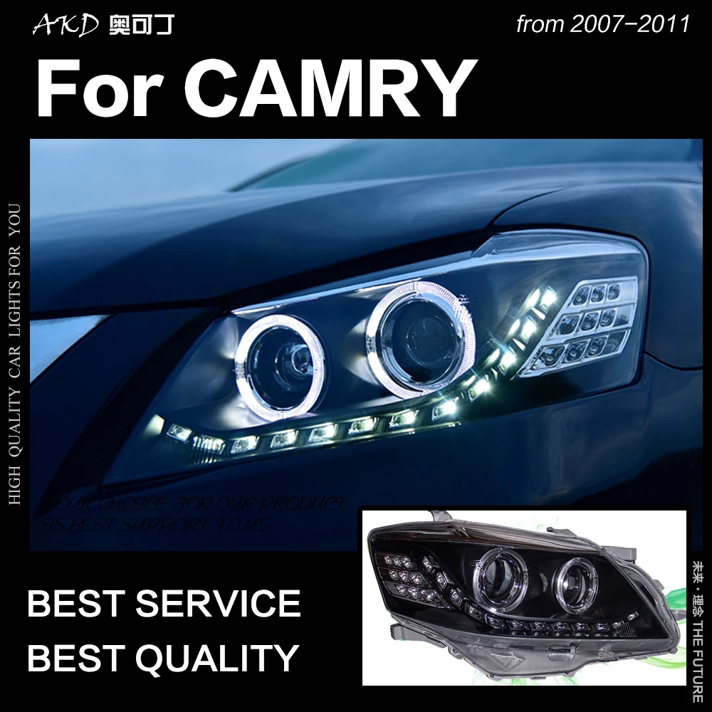 Akd estilo do carro para toyota camry faróis 2009-2011 camry v45 led farol led drl hid bi xenon cabeça lâmpada acessórios do automóvel