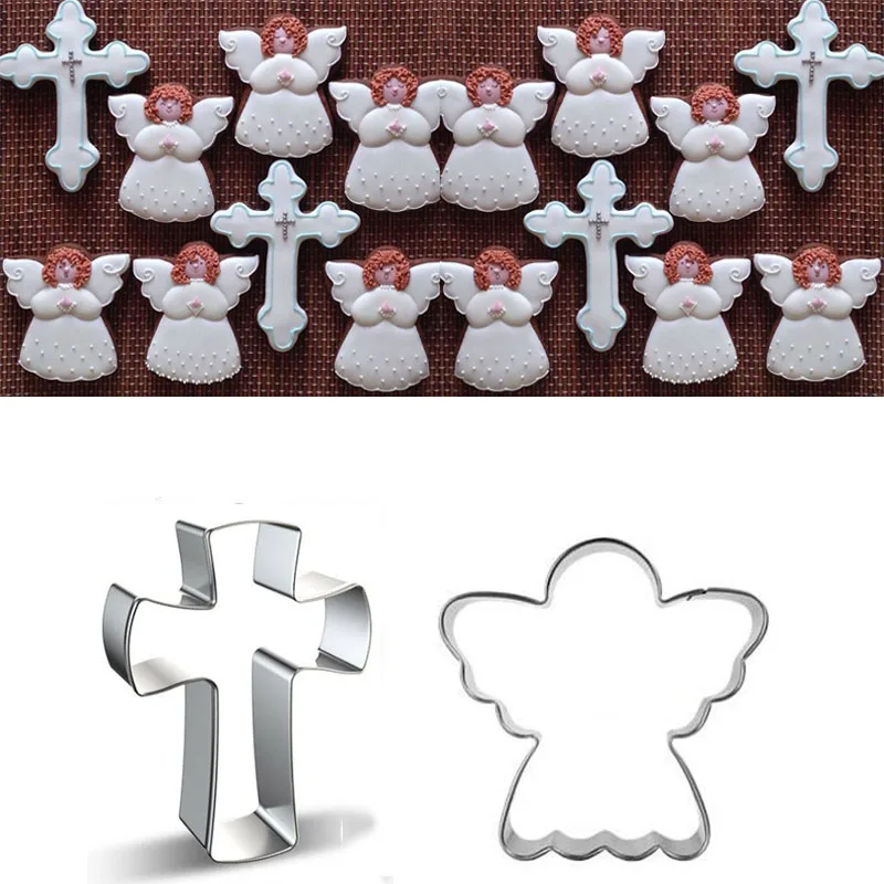 1 stücke patisserie reposteria Backformen Engel Kreuz Form Metall Cookie Cutter Fondant Kuchen Dekor Werkzeuge Cupcake Keks Gebäck Form