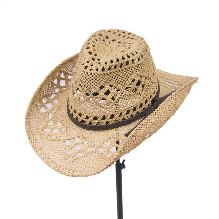 

2024 summer paper straw hollow fedora hats for women popular cool nice beautiful cowboy fedora hats women's hat for paper straw