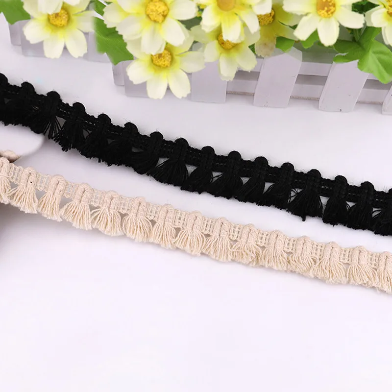 5Yards/lot Cotton Thread Tassel Lace Fabric Trim Ribbon Latin Dress Stage Garment Curtain Sofa Sewing Decorative