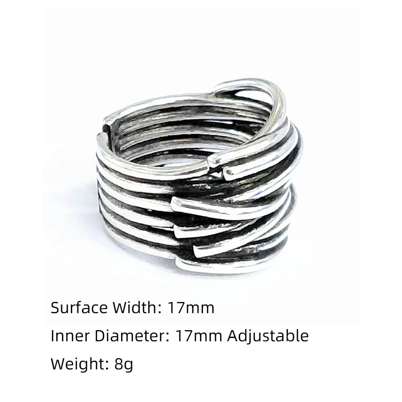 Foxanry 9Silver Color Party Rings Vintage Multilayer Winding Handmade anillos Jewelry Gifts for Women Size 17mm Adjustable
