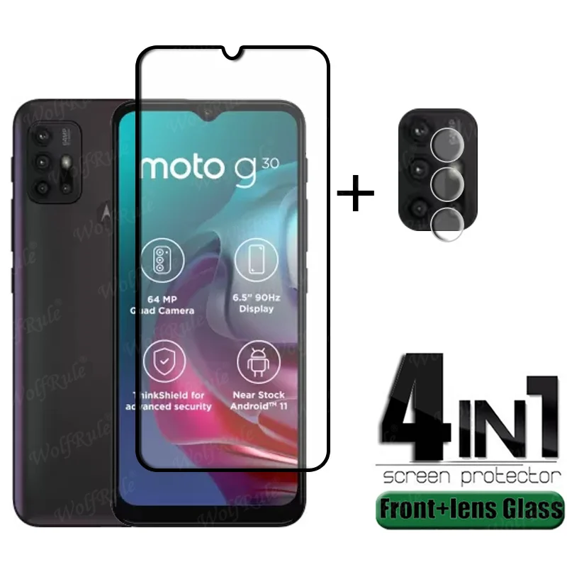 

4 в 1 для мотоцикла Moto G30 стекло для Moto G30 закаленное стекло полное покрытие клей HD пленка защита для экрана для Moto G30 стекло для объектива