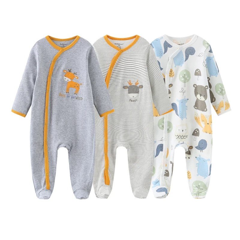 1/3Piece Cotton Newborn Baby Boy Clothes Print Romper Baby Girl Clothes Sets Solid Color Spring Cartoon Autumn Long Sleeve