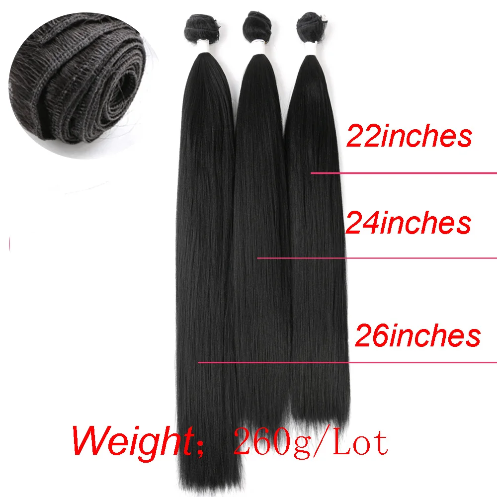 Saisity Weaving 26 Inch High Temperature Fiber Straight Synthetic Weave 3 Pcs/lot Natural Yaki Hair Bundles Black Long Hair