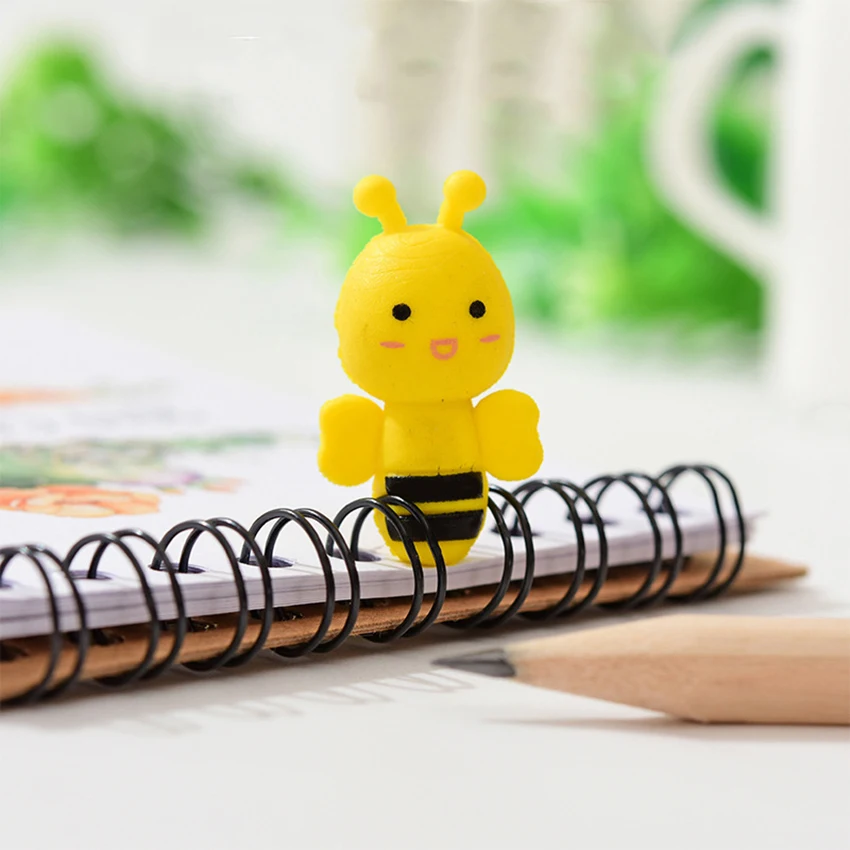 참신한 미니 귀여운 꿀벌 모양 고무 지우개 어린이 선물 문구 용품, 학교 사무실 키즈 소녀용, 4 개/세트