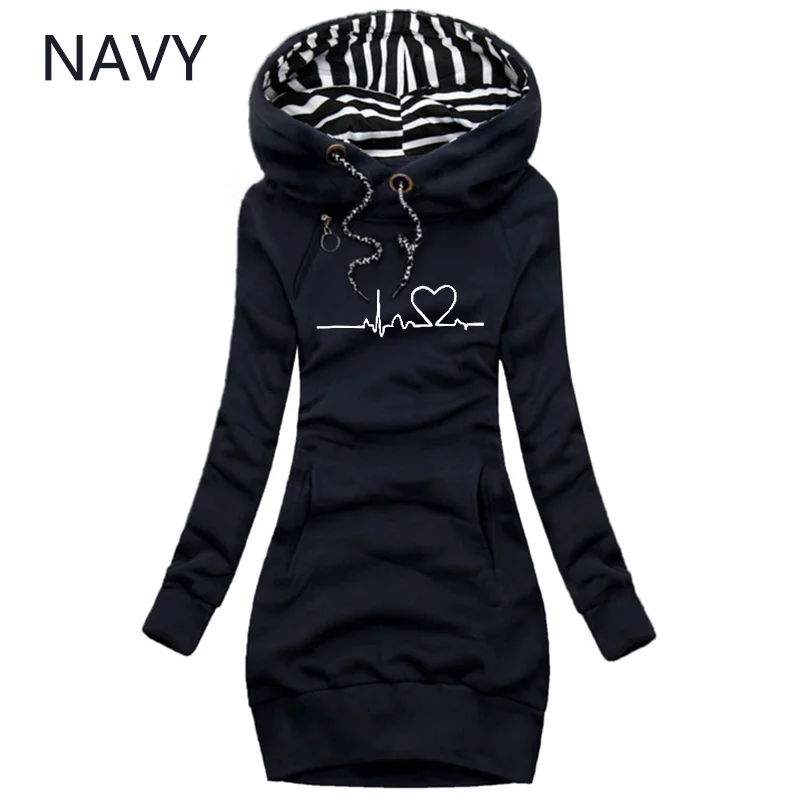 Autumn and Winter Women Dresses Fashion Long Sleeve Hoodie Dress Casual Hooded Dresses for Women Pullover Dress