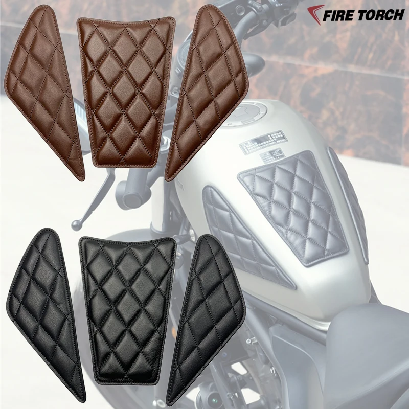 

Cafe Racer Retro Motorcycle Fuel Tank Pad Protector Decal Leather Diamond Check Pattern Sticker Case For Honda CM300 CM500