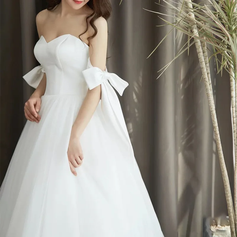 

Satin Wedding Dresses Sexy Lace Beach Princess Bride Dresses Off The Shoulder Boho Bridal Gowns атласное платье Robe De Mariée