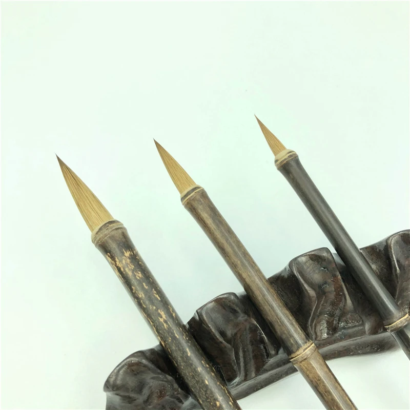 Chinese Painting Calligraphy Pen 3pcs Bamboo Weasel Hair Brush Small Regular Script Calligraphy Brushes Set Painting Supplies