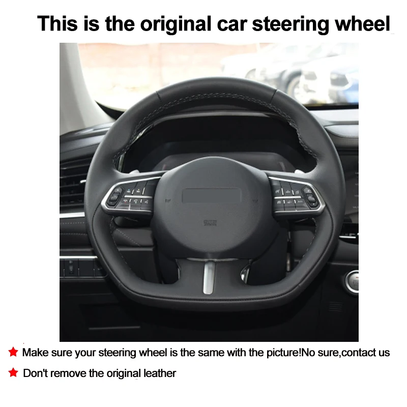 Hand Sewing Car Steering Wheel Cover Wrap Top Layer Cow Leather Volant For Great Wall Haval F5 F7 F7X 2019 2020 Car Accessories