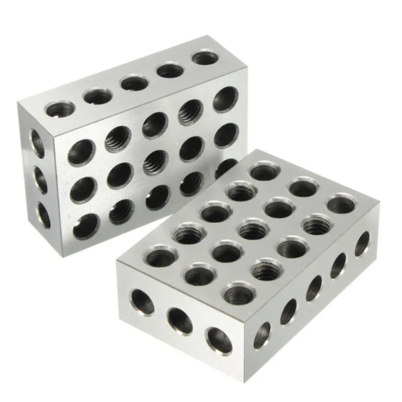 2Pcs Hardened Steel Block 23 Holes Parallel Clamping Block Lathe Tools Precision 0.005mm for Machine Tool 25x50x75mm