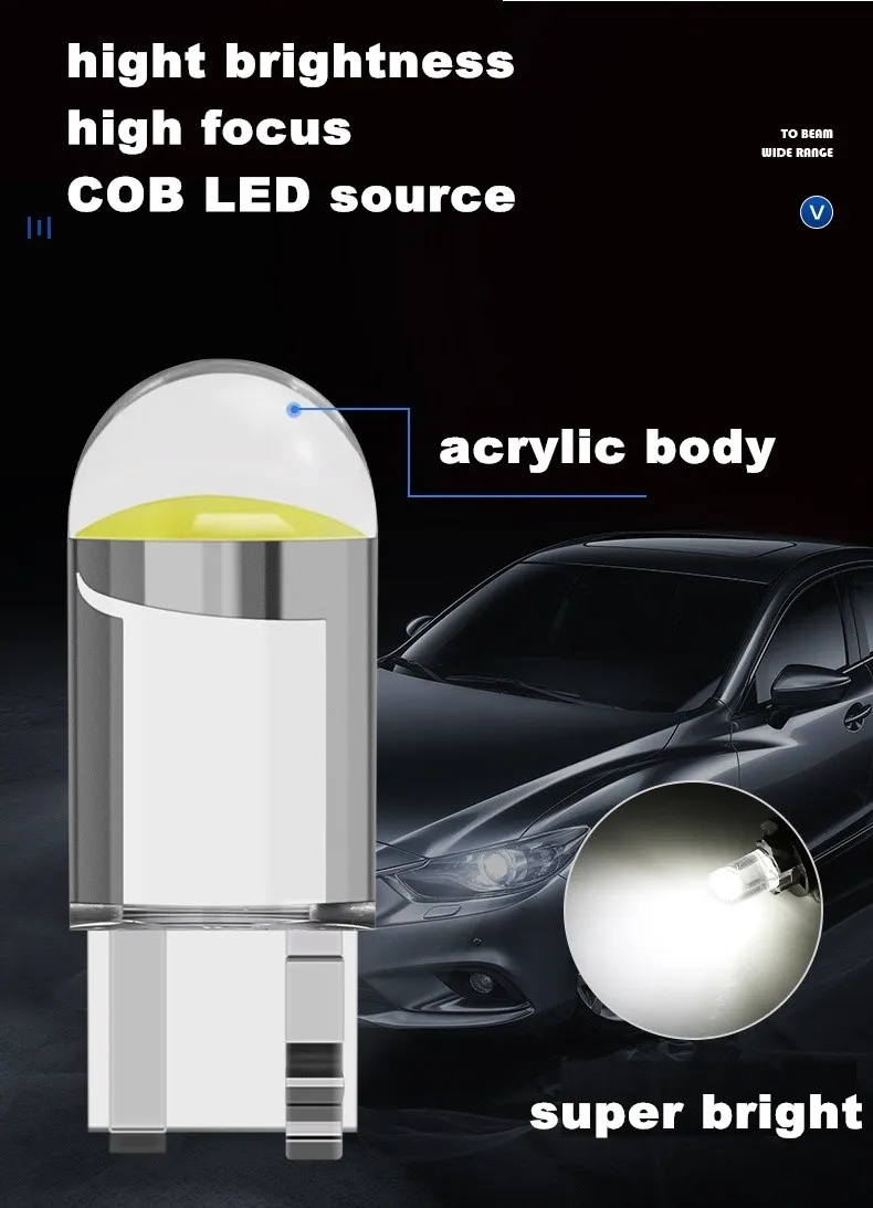 10 Stücke 24 V T10 Cob W5W 194 168 T10 LED Auto Lichter Birne Led Gehäuse Dome Licht Instrument Lampe – Detail 5