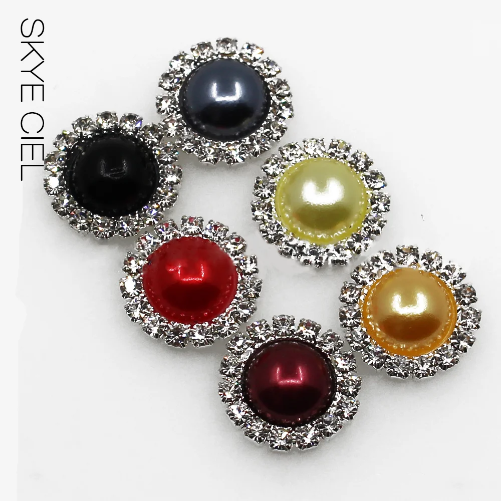 SKYE CIEL10pcs/Lot 16mm colorful  round Pearl Wedding Diamond Factory Outlets Rhinestones DIY Hair Accessory Decorative