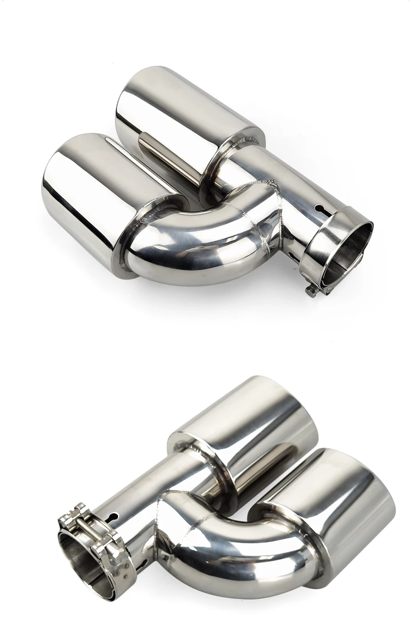 Genuine SUMSOO Car Accessories Stainless Steel H-Type Double Outlet Crimping Edge Exhaust Pipe Tailpipe
