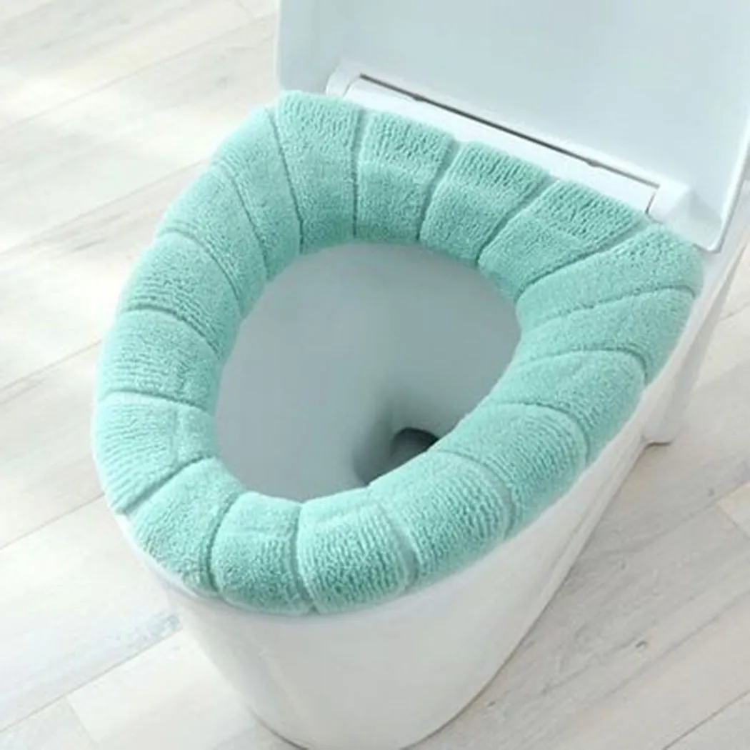 Winter Warm Toilet Seat Cover Mat Bathroom Toilet Pad Cushion With Handle Thicker Soft Washable Pad Bathroom Accessories