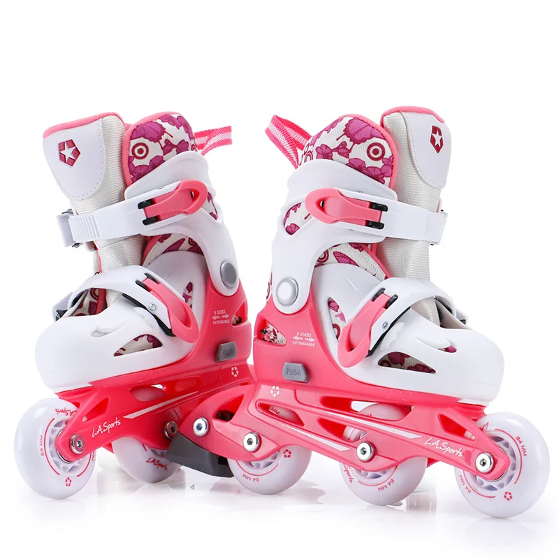 One Line Roller Skates for 3~10 years old Kids Inline Skate Roller Skating Shoes Helmet Knee Protector Gear Adjustable