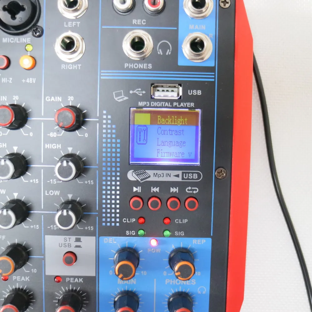 Professional Desktop Mini Mixer Sound Card Bluetooth USB Live Audio Mixing Console Connect Condenser Dynamic Microphone 48V LED