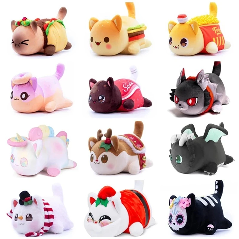 

25cm Cute Meow Meows Plush Doll Soft Coke Burgers Bread Tucker Cat Plushsleeping Pillow Aphmau Plush Kids Gifts New Year 2022