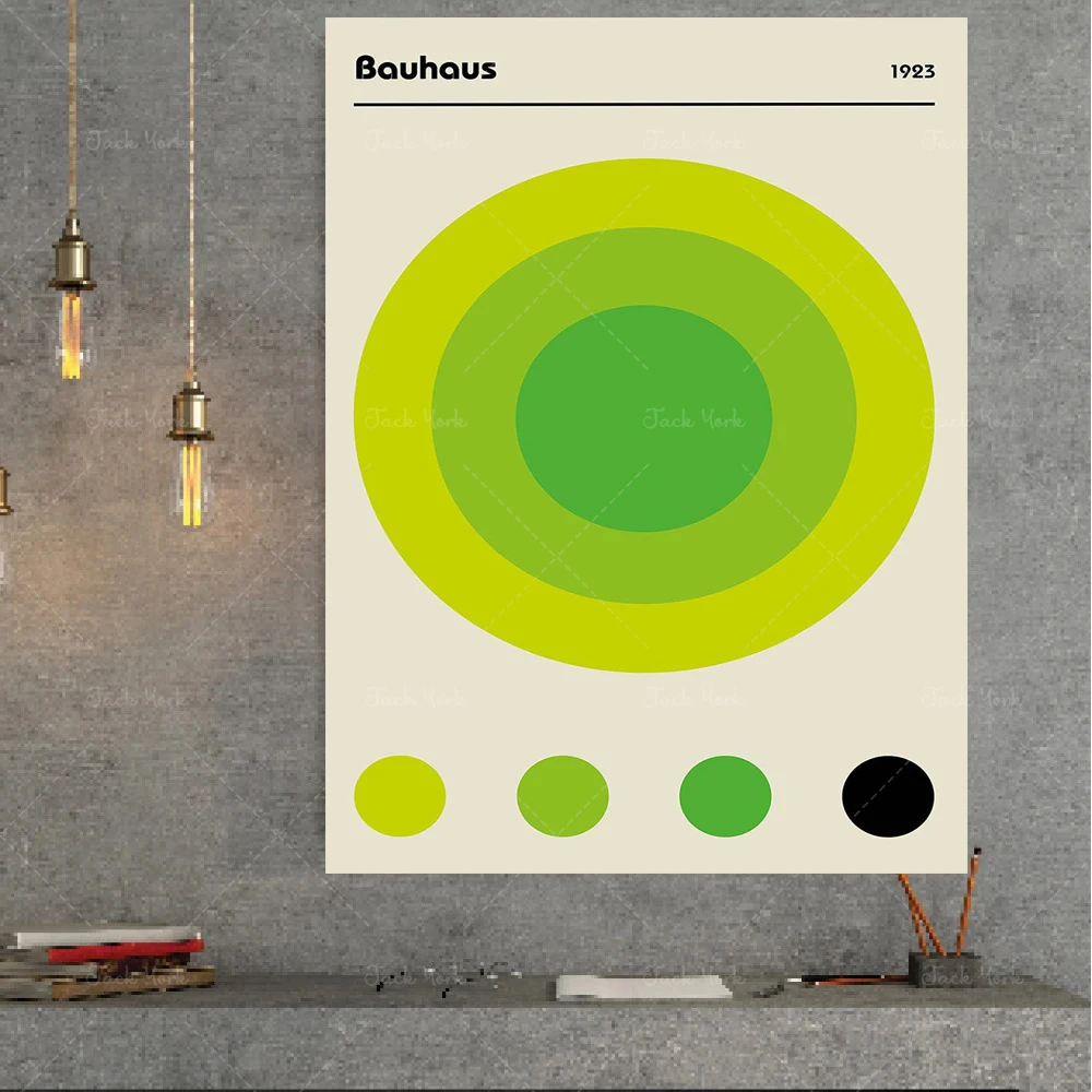 Bauhaus Green Color Circles Bauhaus poster, 100 years Bauhaus Exhibition print, Art exhibition poster, Home Decor Accessories