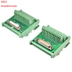 1PCS DB25ชาย/หญิงซ็อกเก็ต Terminal Block Adapter Pcb Board D-SUB 25pin Connector Converter Din Rail