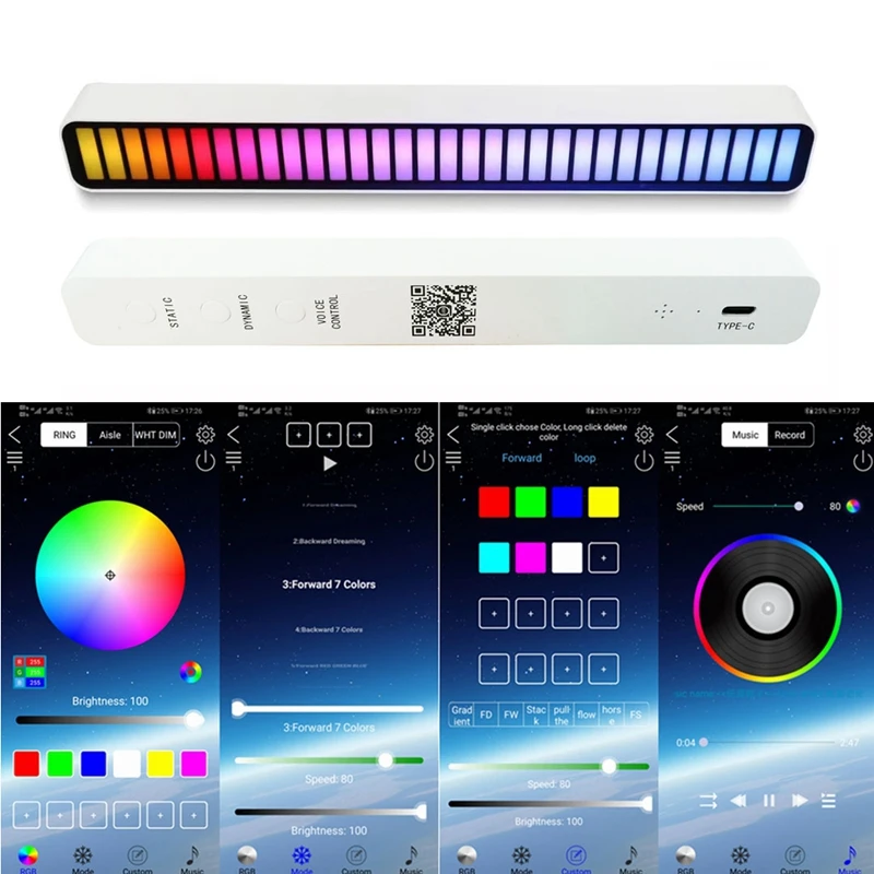 เพลงบาร์ RGB เพลงแสงบรรยากาศภายในรถในร่มโต๊ะ,เหมาะสำหรับการเชื่อมต่อ USB แหล่งจ่ายไฟ DC5V