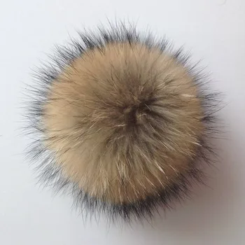 13 cm 15 cm Waschbärpelz-Pompons für gestrickte Wintermütze, Mütze, echte Fuchs-Pompons für Mützen, Schals, Echtpelz-Pompons