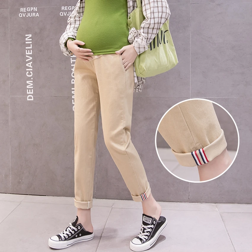 Pregnant women's casual trousers spring and autumn fashion elastic loose belly lift pants for pregnant women