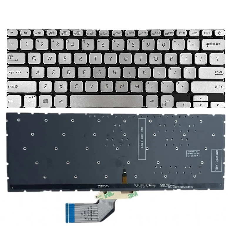 

Клавиатура US для ноутбука Asus S13, S330, S330FA, adol13, adol13u, adol13f, X330UA, серебристая подсветка