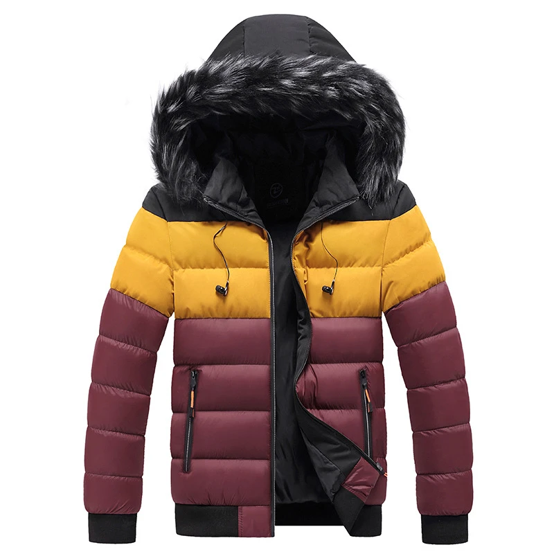 DIMUSI Winter Men\'s Thick Warm Jackets Men Fur Collar Parkas Windbreaker Hooded Coats Casual Outwear Thermal Jacket Man Clothing