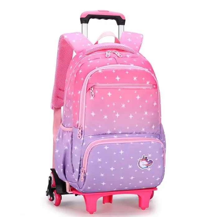 Tas Trolley Sekolah untuk Anak Perempuan Anak-anak Sekolah Rolling Tas Ransel Tas Sekolah dengan Roda Anak Roda Ransel untuk Sekolah