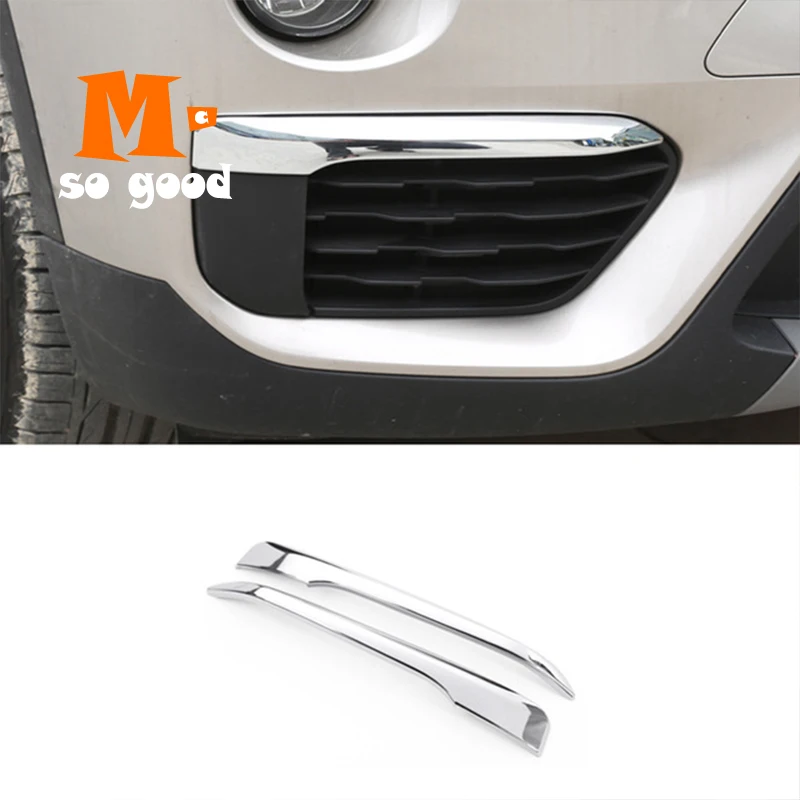 

2pcs ABS Chrome Car Front Head Fog Light Lamp Cover Trim For BMW X1 F48 2016 2017 2018 2019 Exterior Molding Accessories
