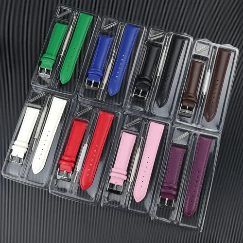 Correa de reloj de cuero 10 mm 12 mm 14 mm 16 mm 20 mm 22 m 24 mm Accesorios de reloj con correa de cuero genuino con caja