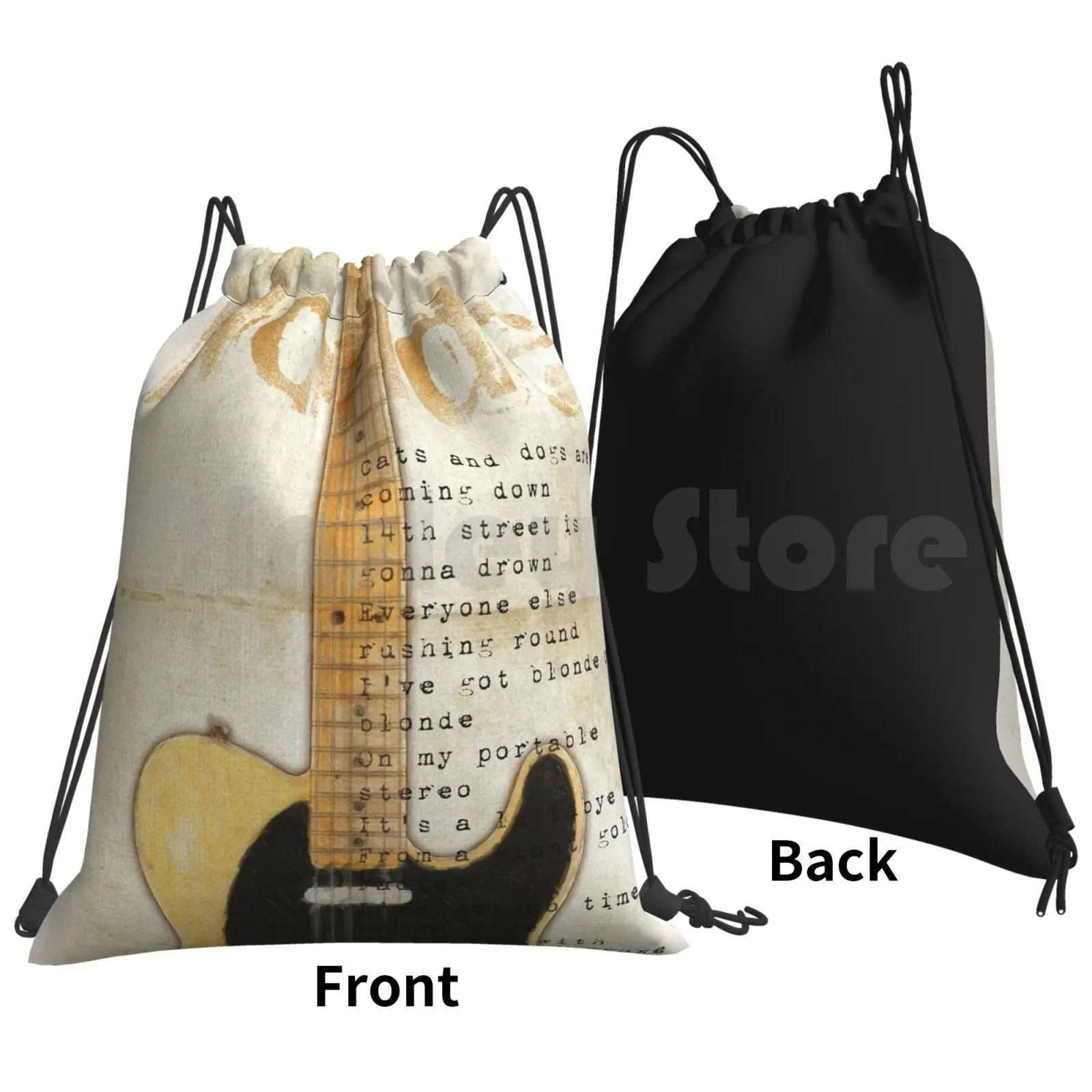 Blonde On Blonde Backpack Drawstring Bag Riding Climbing Gym Bag Telecaster Guitar Music Blonde