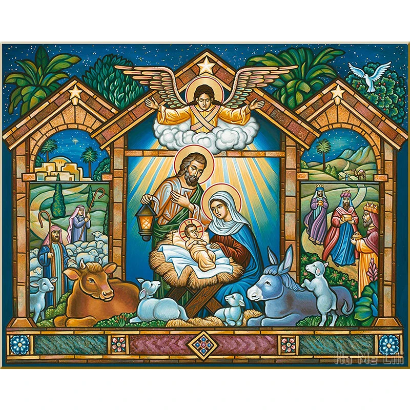 Monastery Icons Come Let Us Adore Nativity Of Christ Christmas Icon Reproduction Oil Painting For Home Office Decoration