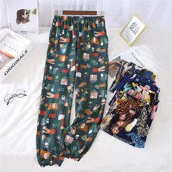 Spring Summer Printed Home Pants Women Thin Comfort Sleep Pants Japan Style Loose Sweat Trousers Femme Plus Size Bottoms Pyjamas