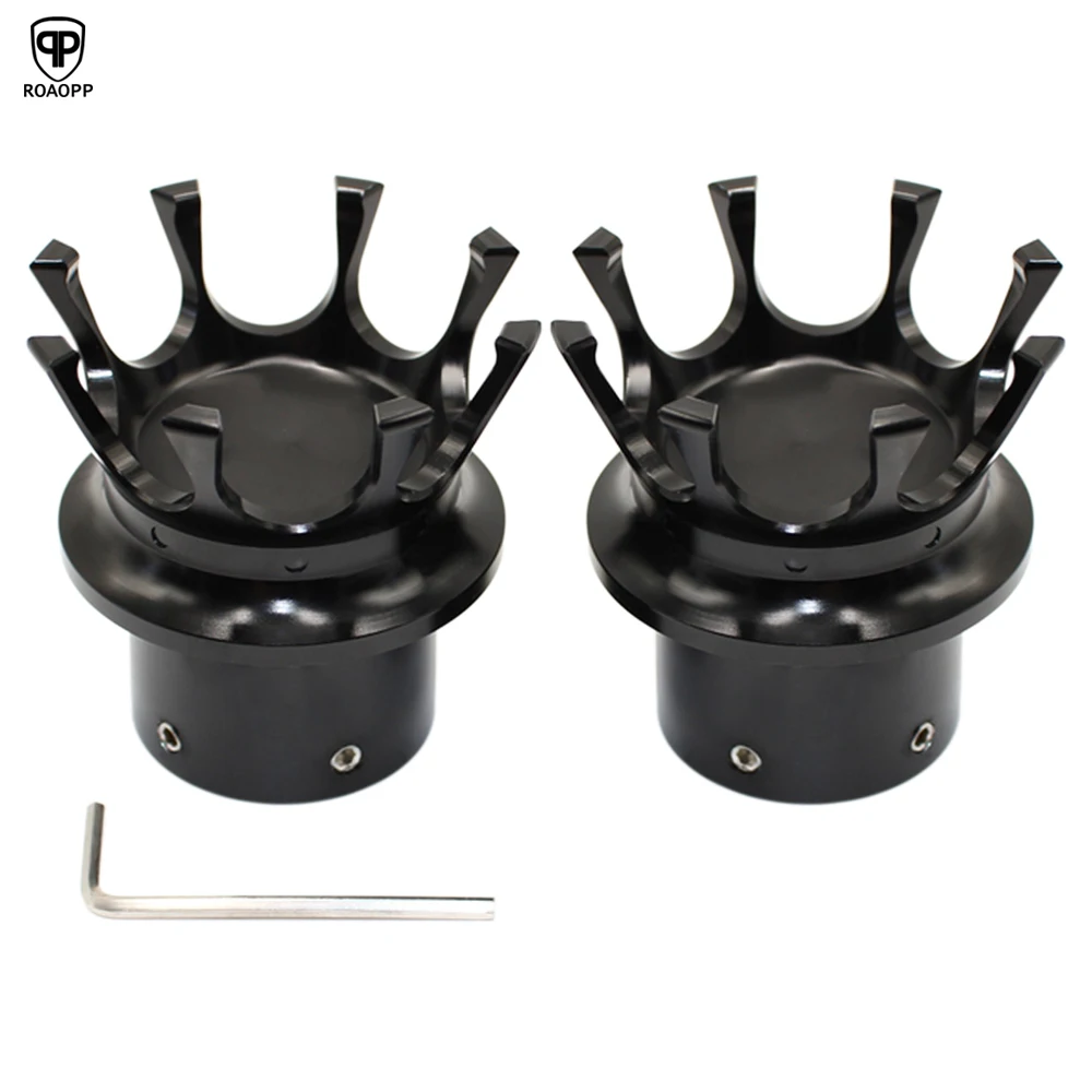 

ROAOPP Motorcycle Front Axle Nut Covers Bolt Cap Chrome Black Crown For Harley Sportster XL883 XL1200 Dyna Touring Aluminum