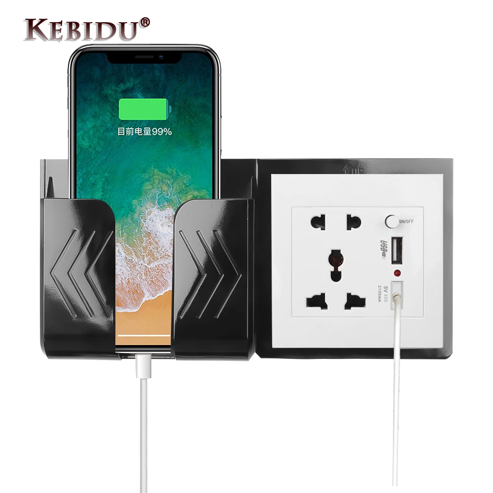 Kebidumei USB Power Outlet Socket Stand Wall Charger Adapter Electric Wall Charger Adapter Charging Phone Charging Holder Stand