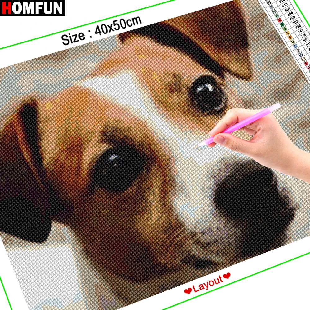 HOMFUN 5d Diamond Painting Full Square/Round "Dog flower animal" Picture Of Rhinestone DIY Diamond Embroidery Home Decor view 2