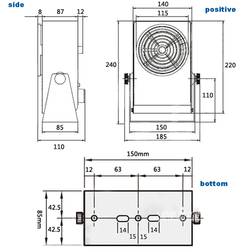 Ventilador de iones electrostáticos para PC, soplador de aire ionizador industrial, aerostato pequeño, equipo eliminador estático de un solo cabezal