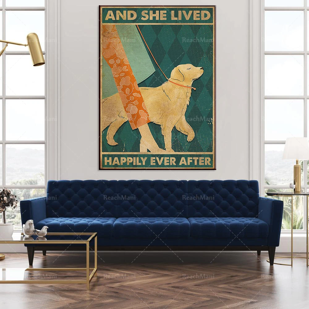 Dog lover poster and her forever happily after Christmas gift poster wall art printing home decoration poster