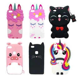 Funda para Huawei P8 Lite 2017, carcasa de silicona suave con dibujos animados en 3D, unicornio y gato, para Huawei P 8 Lite 2017 / Honor 8 Lite